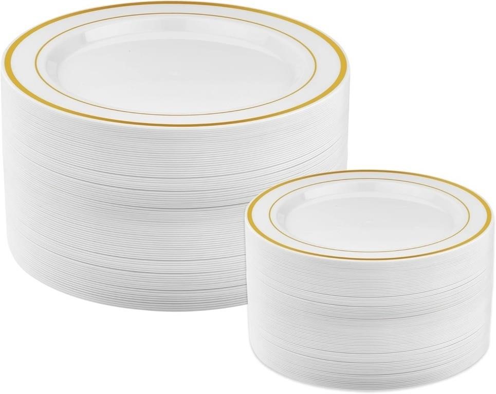 Prestee 60-pc Plastic Gold Plates, Plastic Dinner