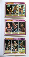 3 1981-82 Topps Team Leaders Pistons Bucks Sonics