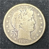 Silver 1903-S Barber Half Dollar