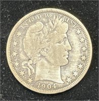 Silver 1904-O Barber Half Dollar