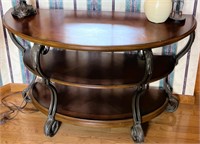Traditional Style 3 Tier Sofa Table w/ Metal Legs
