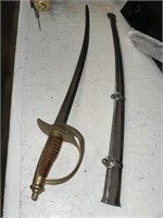 SWORD WITH SILVER SHEATH AND BRASS HANDLE