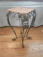 Metal and wicker plant stand 18" tall