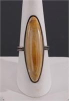 STERLING Ring Butterscotch Amber/ Honey Calcite