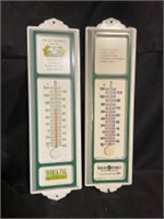 Pair Of Metal Advertising Thermometers Including P