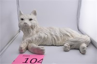 White USA Long Haired Ceramic Cat