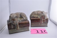 Vintage Bronzed Resin Cat Book Ends