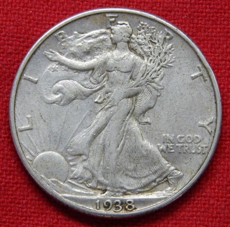 1938 D Walking Liberty Silver Half Dollar