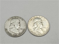 2-   1951 D Franklin Silver Half Dollar Coins