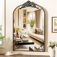 Suidia Arched Wall Mirror, Vintage Carved Frame M
