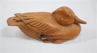 Vintage Hand Crafted Wooden Duck Figurine 5"h