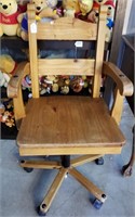 Solid Pine Wood Rolling Office Chair