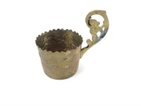 Vintage Hammered Brass Handled Cup