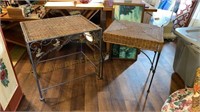 2 Metal & Wicker Tables. 18 1/2" x 15" x 20" &