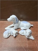 PORCELAIN DOG FIGURINES  MOM WITH PUPPIES