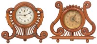 2 Oak Stick And Ball Mantle Clocks