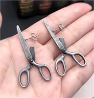 Unique Scissors Cutting Your Ear Earrings; Brand