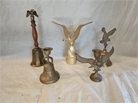 Brass Federal Eagle Bells and Candle Holders