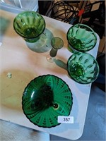 Assorted Green Bowls & Vase