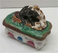 Early Staffordshire Trinket Box (Dog And Wild