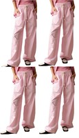 S) 4Pack - Women Y2k Striped Lounge Pants