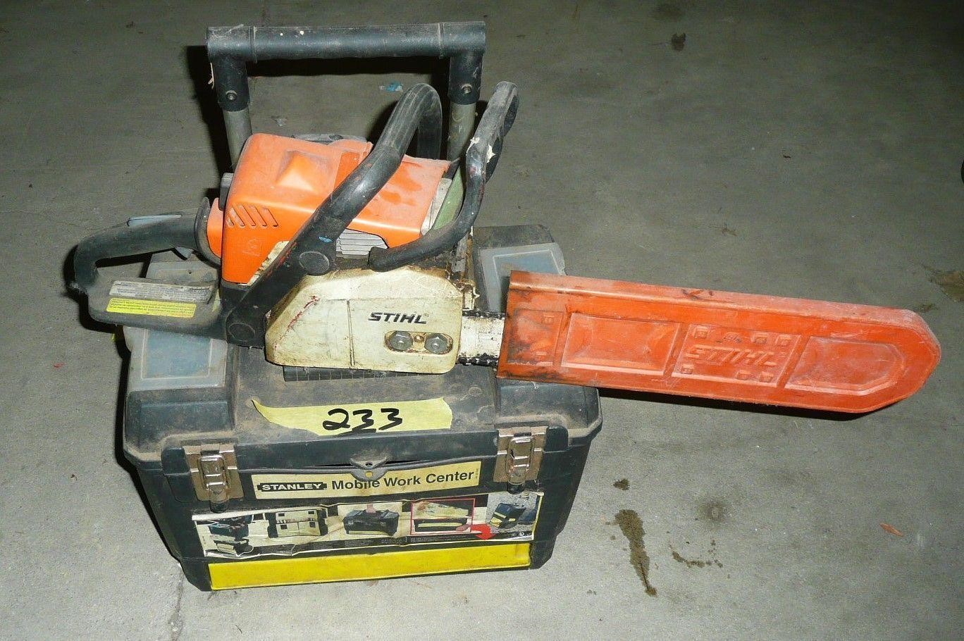 Stihl MS170 Chain Saw and Stanley Tool Box