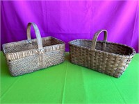 2 Antique Hand Made Taconic Baskets w Handles