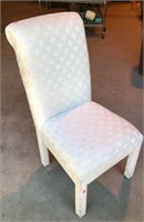 Upholstered White Chair with Gold Fan Accents