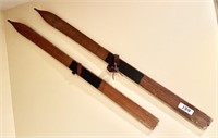 Pair of antique snow skis 46" long