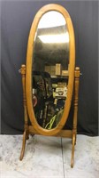 Wood Framed Oval Standing Mirror - Angle Is