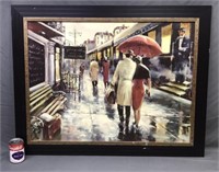 Framed Print - Couple In Rain - No Glass -