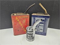 3 Gas & Oil Cans Silver Shield, Kendall +