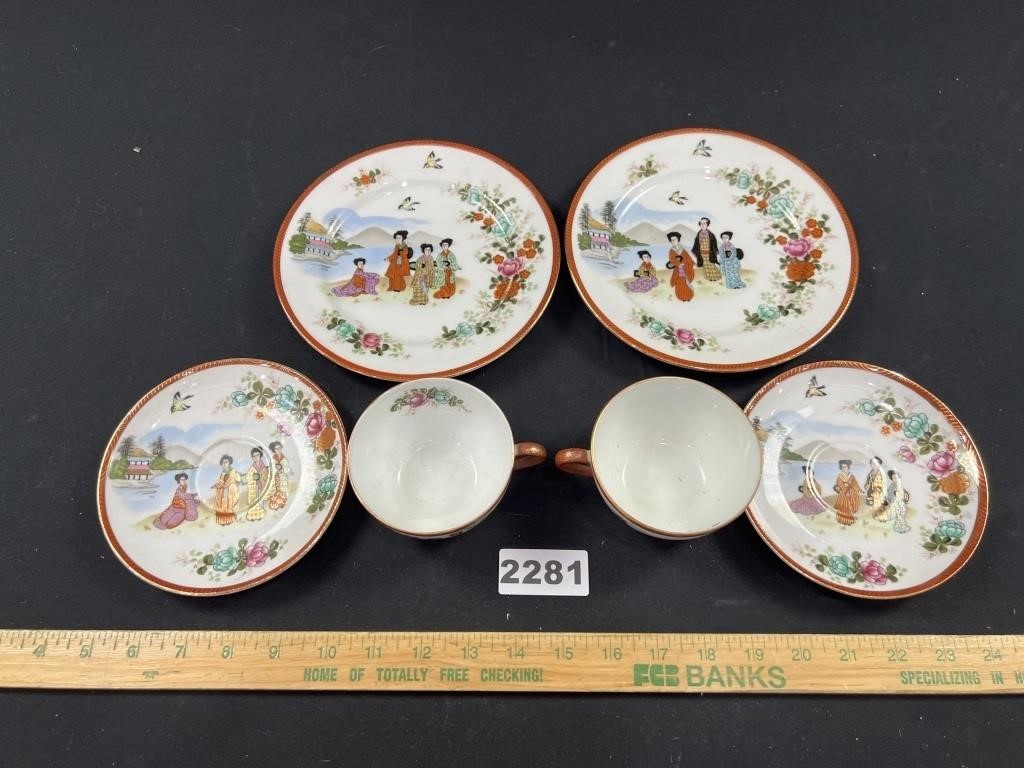 Asian Tea Cups/Saucers/Plates