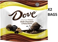 DOVE DARK CHOCOLATE & PEANUT BUTTER 215G BAGS X2