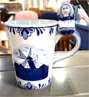 Blue and white mug marked Holland