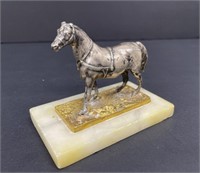 Silvered Bronze Horse on Marble Paperweight 1890