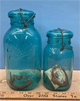 2 Blue Ball Sealer Jars, Bicentennial Run (Stop