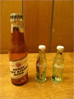 Miniature Coco-Cola and Paps Beer Bottles