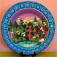 16” Hand Painted Mexican Clay Decorative Plate
