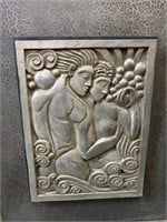 LARGE MAN AND WOMAN HANGING WALL PLAQUE