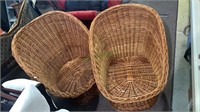 2 matching rattan chairs - low 12 inch seat