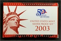 2003 US Mint Silver Proof Set w/State Quarters
