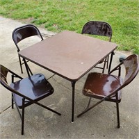 Card table and 4 folding chairs