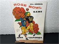 1959 Rose Bowl Program. Iowa vs. California.