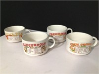 (4) Vintage Soup Recipe Bowl Mugs Lot