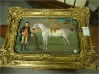 Picture of a gentleman and a horse in heavy gilt