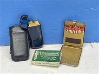 Vintage Lighter with Leather Pouch and Matchboxes