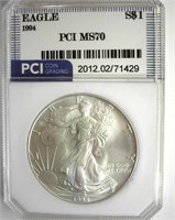 1994 Silver Eagle MS70 LISTS $11000