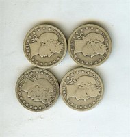 1900-S 1907-O 1908-D 1912 Quarter VG 4 Pc Lot