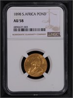 1898 1 Pond South Africa NGC AU58 Gold Coin